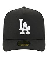 New Era Men's Black Los Angeles Dodgers Script Safety Pin 59FIFTY A-Frame Fitted Hat