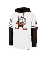 '47 Brand Men's White Cleveland Browns Throwback Shortstop Pullover Hoodie