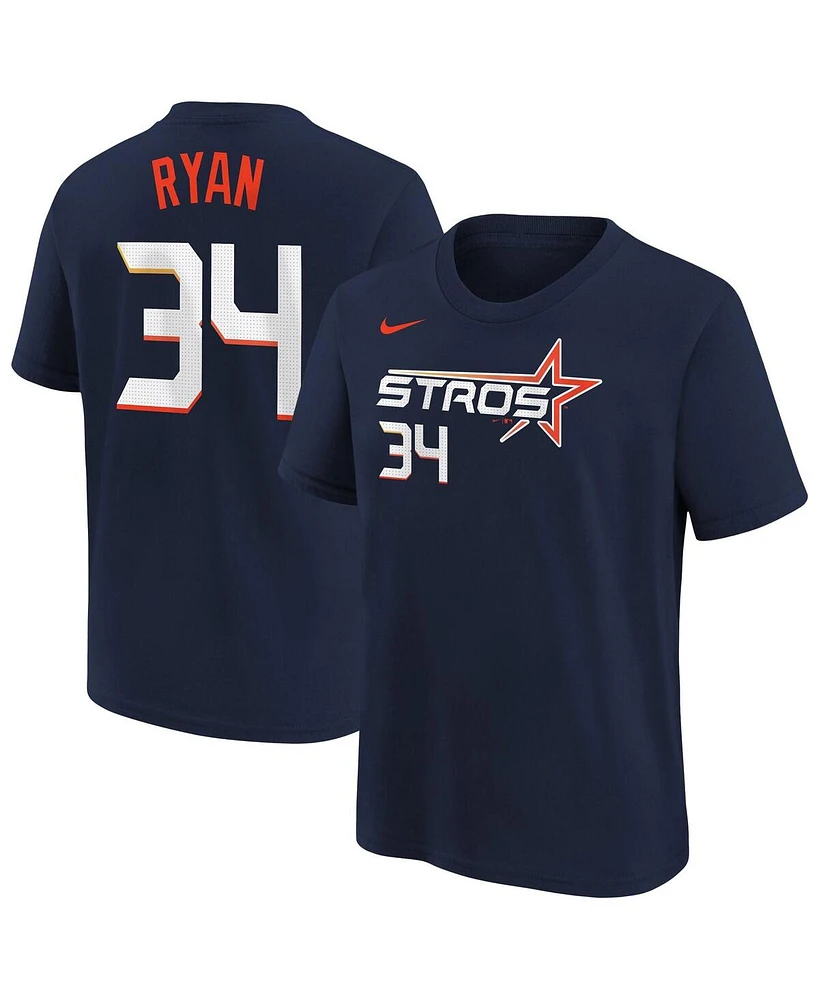 Nike Big Boys and Girls Nolan Ryan Navy Houston Astros Fuse City Connect Name Number T-Shirt