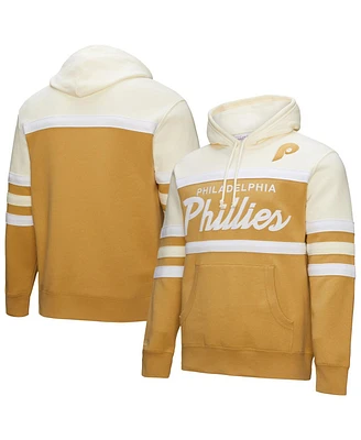 Mitchell & Ness Men's Tan/Cream Philadelphia Phillies Head Coach Pullover Hoodie