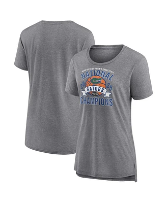 Fanatics Women's Heather Gray Florida Gators 2025 Ncaa Men's Basketball National Champions Vintage Tri-Blend T-Shirt