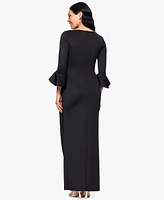 Betsy & Adam Petites V-Neck Scuba Long Sheath Dress