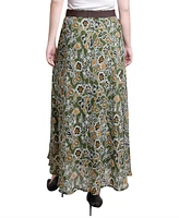 Ny Collection Petite Printed Chiffon Belted Maxi Skirt
