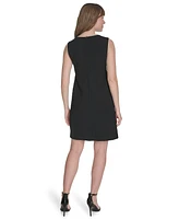 Tommy Hilfiger Petites Sleeveless Colorblocked-Pocket Shift Dress