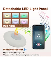 Mondawe 120" Square Cantilever Umbrella with Detachable Led Atmosphere Light and Bluetooth Player