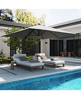Mondawe 120" Square Cantilever Umbrella with Detachable Led Atmosphere Light and Bluetooth Player