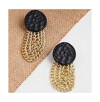 Sohi Women's Black Chain Drop Earrings