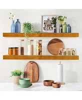 Sorbus 2 Pack 35" Solid Wood Floating Shelves - for Bathroom Decor, Books, Bedroom & Living Room