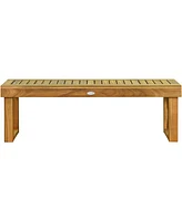 Gymax Acacia Wood Bench Dining Bench Patio Garden w/ Slatted Seat Indonesia Teak