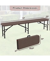 Gymax 6 ft Plastic Folding Bench Portable Fold-in-Half Seat w/ 1320 Lbs Capacity
