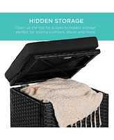 Best Choice Products Set of 2 Wicker Ottomans, Multipurpose Furniture w/ Removable Cushions
