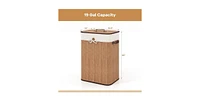 Volenca 19 Gal Rectangle Laundry Basket Bamboo Clothes Hamper with Handles and Lid