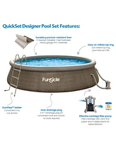 Funsicle 14' x 36" QuickSet Ring Top Above Ground Swimming Pool, Basketweave