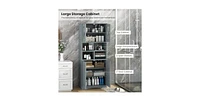 Tall Bathroom Cabinet Large Floor Storage Cabinet with Acrylic Doors and 3 Cubes