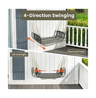 Wicker Porch Swing Seat with Cozy Armrests