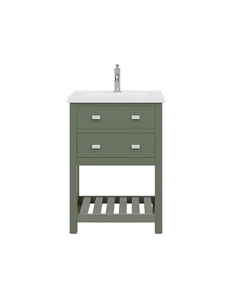 Viola 24 in. W x 18 in. D Bath Vanity in Glacial Green with Ceramic with Ceramics Vanity Top in White with White Basin