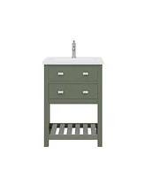 Viola 24 in. W x 18 in. D Bath Vanity in Glacial Green with Ceramic with Ceramics Vanity Top in White with White Basin