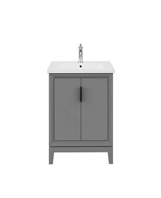 Elise 24.5 in. W x 18 In. D Bath Vanity in Cashmere Grey with Ceramics Vanity Top in White with White Basin