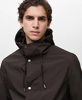 Mango Men's Water-Repellent Hooded Parka