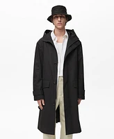Mango Men's Belt and Hood Trench Coat