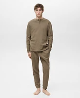 Mango Men's Cotton Check T-Shirt and Pant Pajama Set