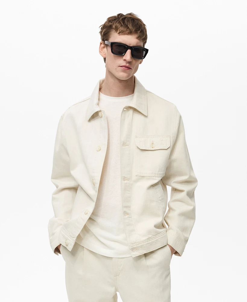 Mango Men's Pocket Linen and Cotton Jacket