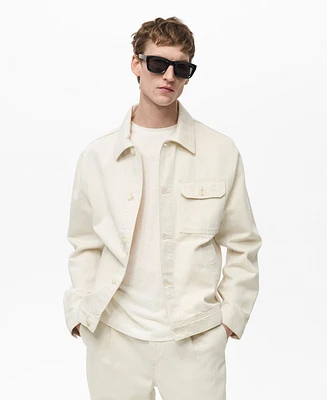 Mango Men's Pocket Linen and Cotton Jacket