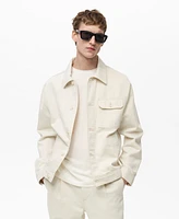 Mango Men's Pocket Linen and Cotton Jacket