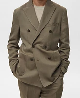 Mango Men's Linen Slim-Fit Double-Breasted Suit Blazer
