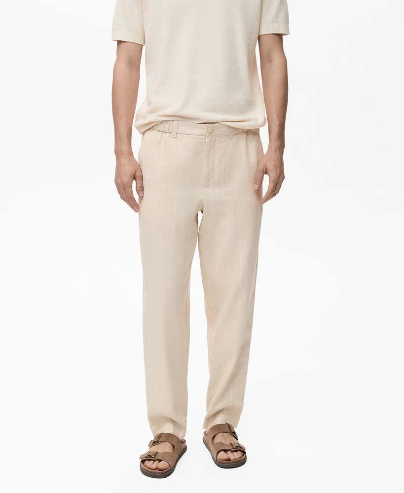 Mango Men's Pinstripe Linen Pants