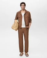 Mango Men's Linen-Blend Elastic Waist Pants