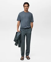 Mango Men's Linen Straight Pants