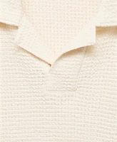 Mango Men's Crochet Cotton Polo Shirt