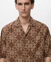 Mango Men's Short-Sleeved Embroidered Shirt