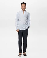Mango Men's Mao Collar Linen Shirt