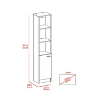 Depot E-shop Leben Linen Single Door Cabinet, Three External Shelves, Two Interior Shelves