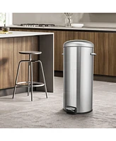 8 Gal./30 Liter Stainless Steel Round Shape Step-on Trash Can for Kitchen