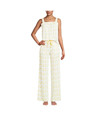 Lands' End Women's Cooling 2 Piece Pajama Set - Sleeveless Square Neck Top and Pants