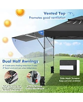 10 x 17.6 Feet Outdoor Instant Pop-up Canopy Tent with Dual Half Awnings