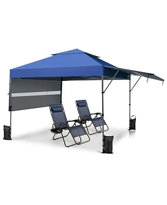 10 x 17.6 Feet Outdoor Instant Pop-up Canopy Tent with Dual Half Awnings