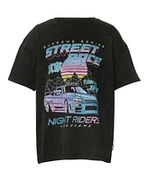 Univibe Big Boys Night Rider Distressed Print Short Sleeve T-Shirt