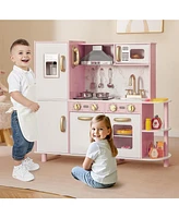 Wooden Kitchen Playset with Ice Maker and Sounds for Ages 3+
