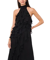 CeCe Women's Chiffon Sleeveless Long Halter Dress