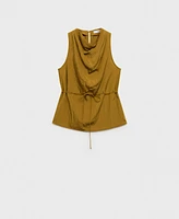 Mango Women's Textured Bow Top