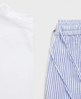Mango Women's 2-Piece Seersucker Striped Pajamas