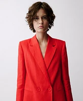 Mango Women's Double-Breasted Linen Suit Jacket