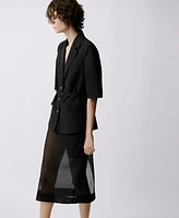 Mango Women's Belted Linen-Blend Suit Jacket