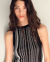 Mango Women's Striped Halter-Neck Knitted Top