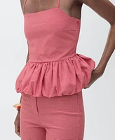 Mango Women's Ruffled Gingham-Check Top
