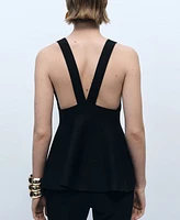 Mango Women's Fine-Knit Peplum Top